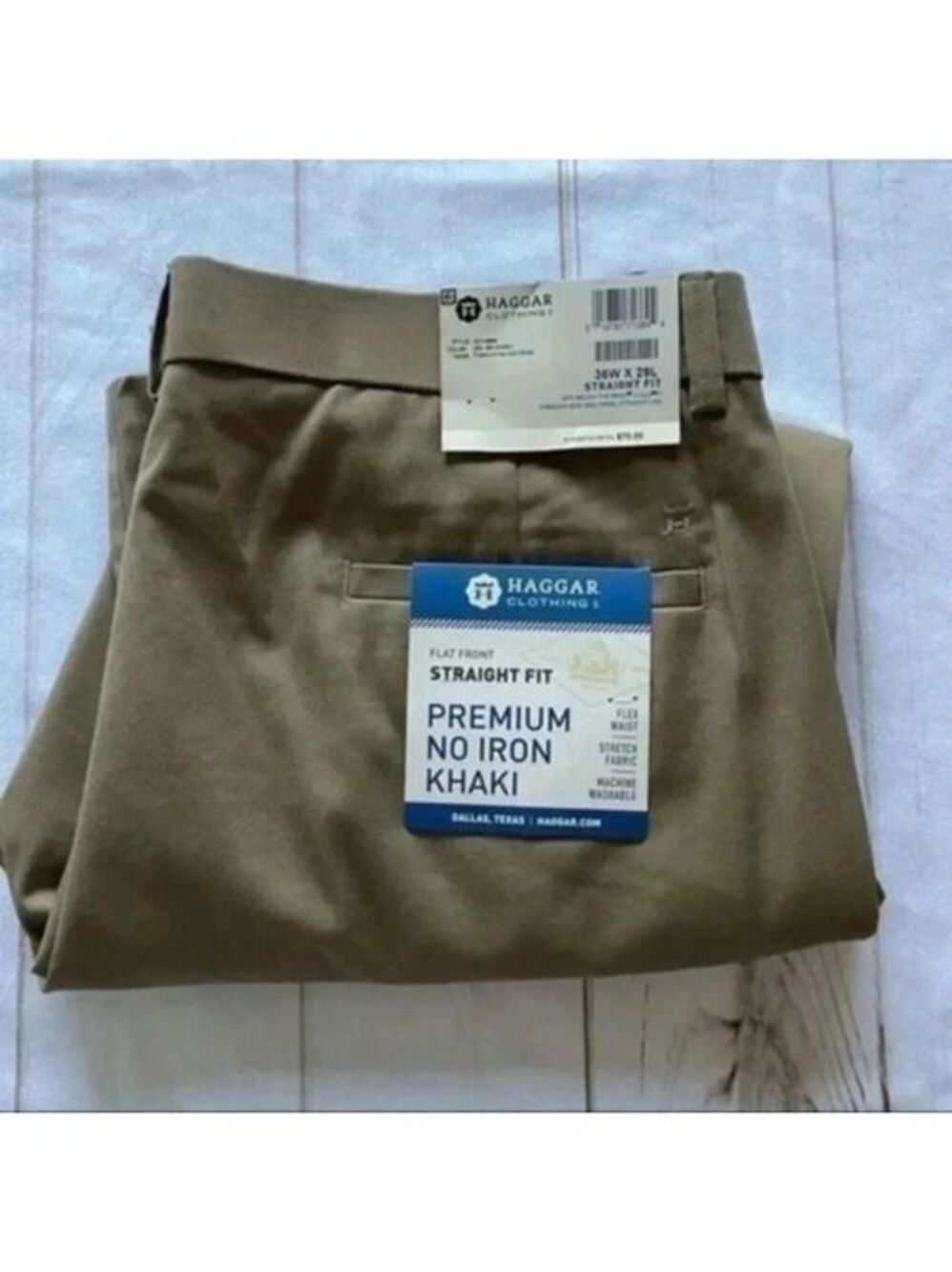 Haggar Flat Front Straight Fit Pemium No Iron Khaki Men’s Pants Size36W X 29L